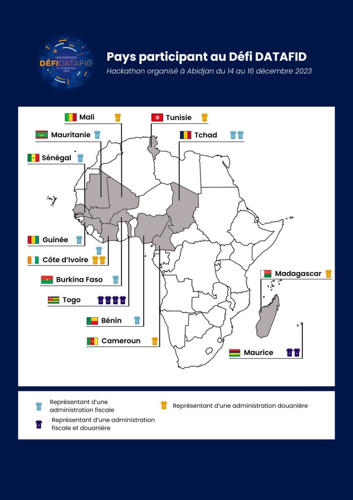 Carte de l'Afrique avec les pays participant au Défi Datafid