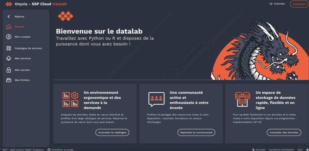 Ecran d'accueil Onyxia